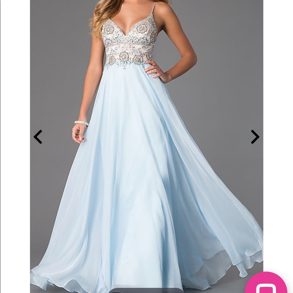 Blue beaded prom dress